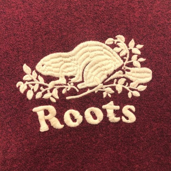 Roots Logo Hooded Sweatshirt Red Size XXS - Picture 3 of 8
